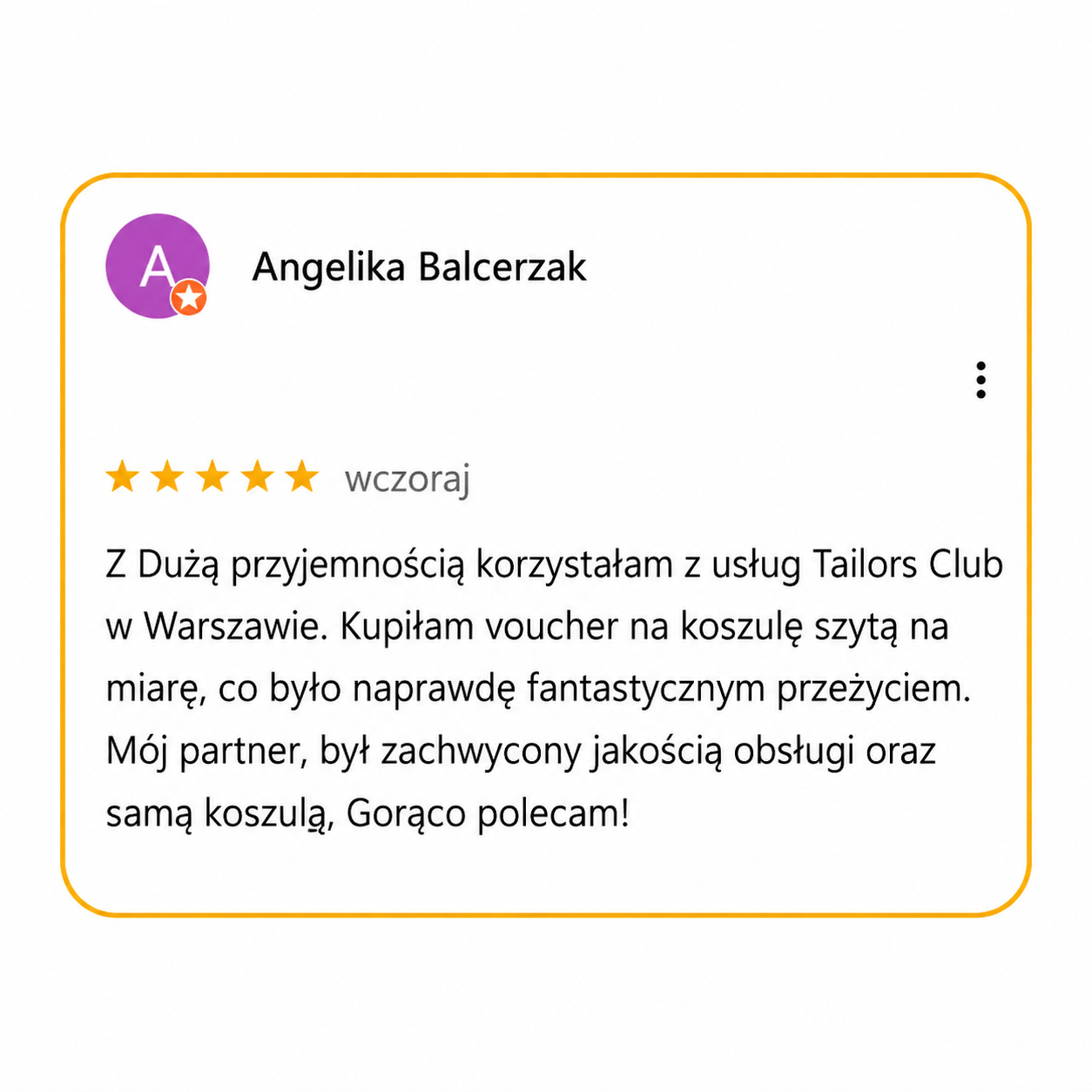 Opinia klienta Tailors Club